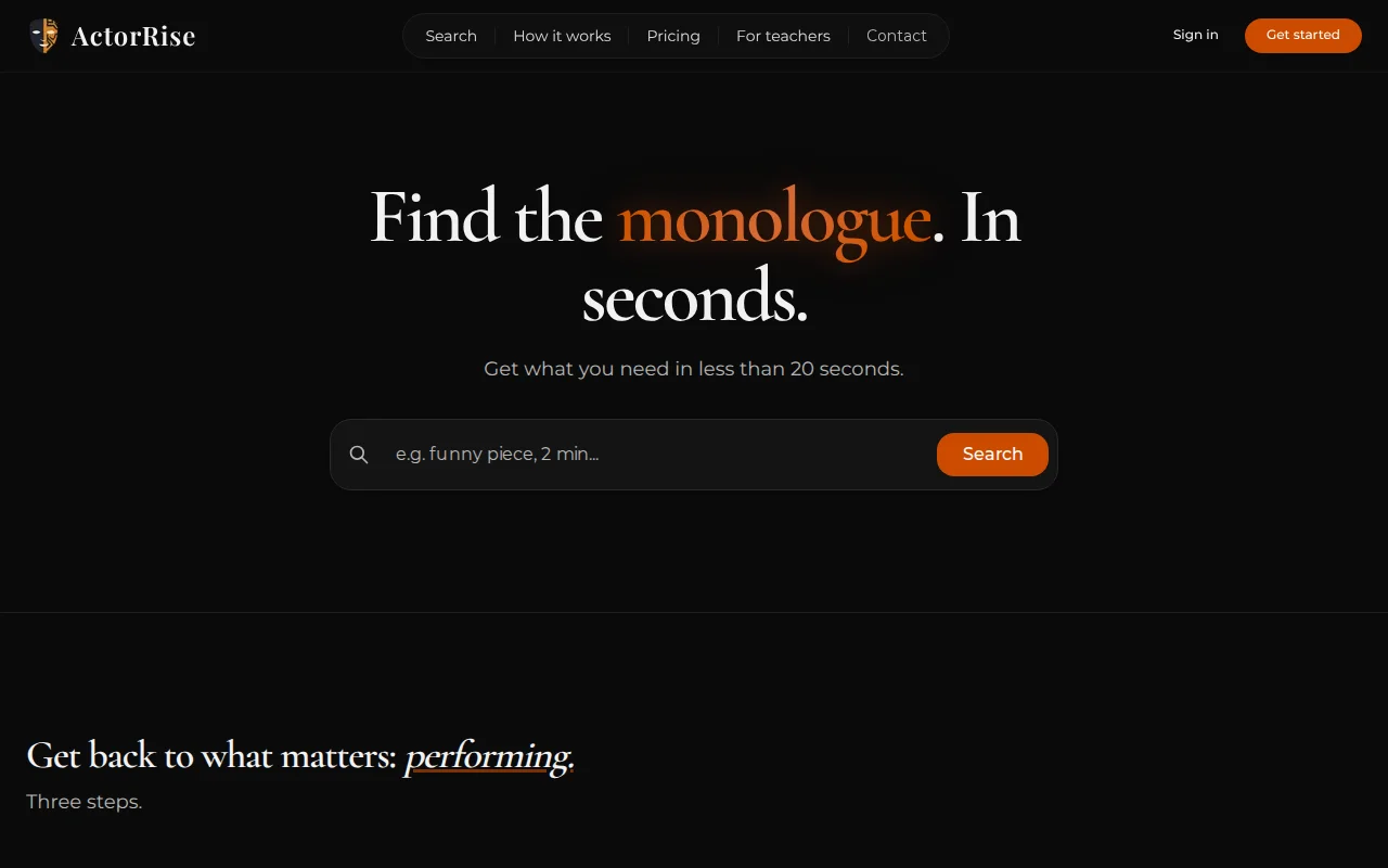 ActorRise - Find the perfect monologue less than 20 seconds