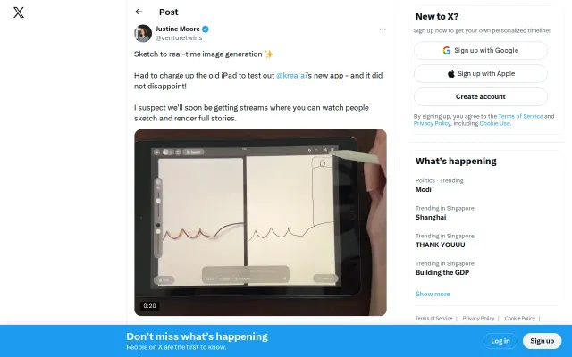 Krea iPad – real-time editing model with Apple Pencil input