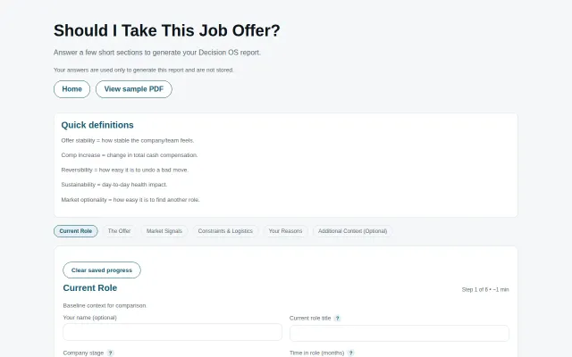 Decision OS – A framework to evaluate job offer risk (not just salary)