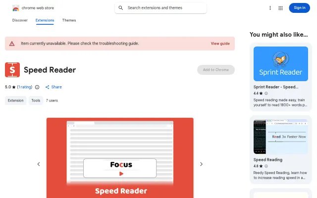 Speed Reader – Chrome extension for RSVP speed reading