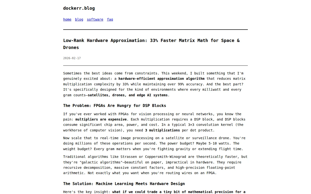Low-rank approximation for 3x3 FPGA convolutions (33% less DSP usage)