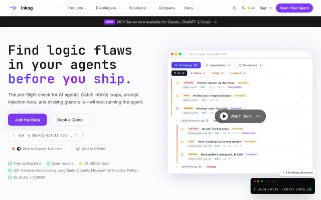 Inkog – Pre-flight check for AI agents (governance, loops, injection)