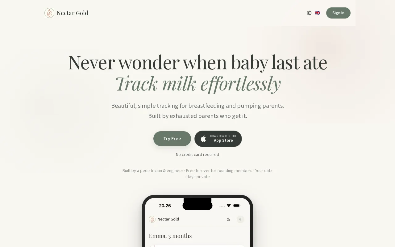 Nectar Gold – Breastmilk tracker where an AI agent manages data via CLI