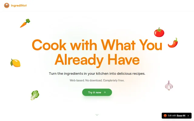 A minimalist AI web-app to generate recipes from leftovers