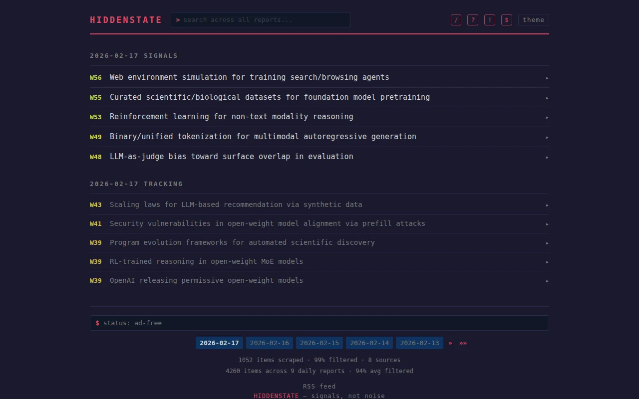 HiddenState – 99% of ML news is noise. This finds the 1%