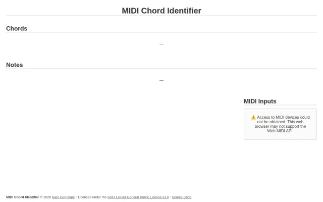 A real-time chord identifier web app using the Web MIDI API