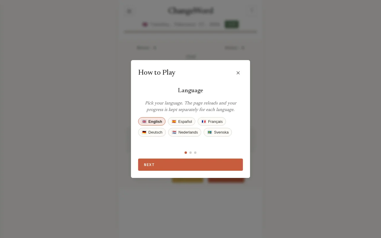 ChangeWord, transformative word game in 6 languages