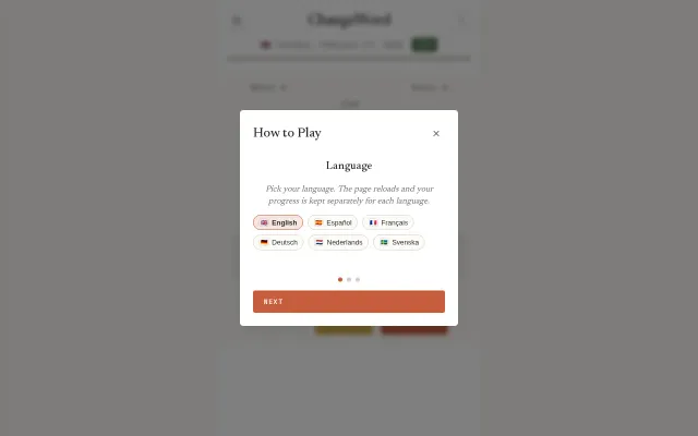 ChangeWord, transformative word game in 6 languages