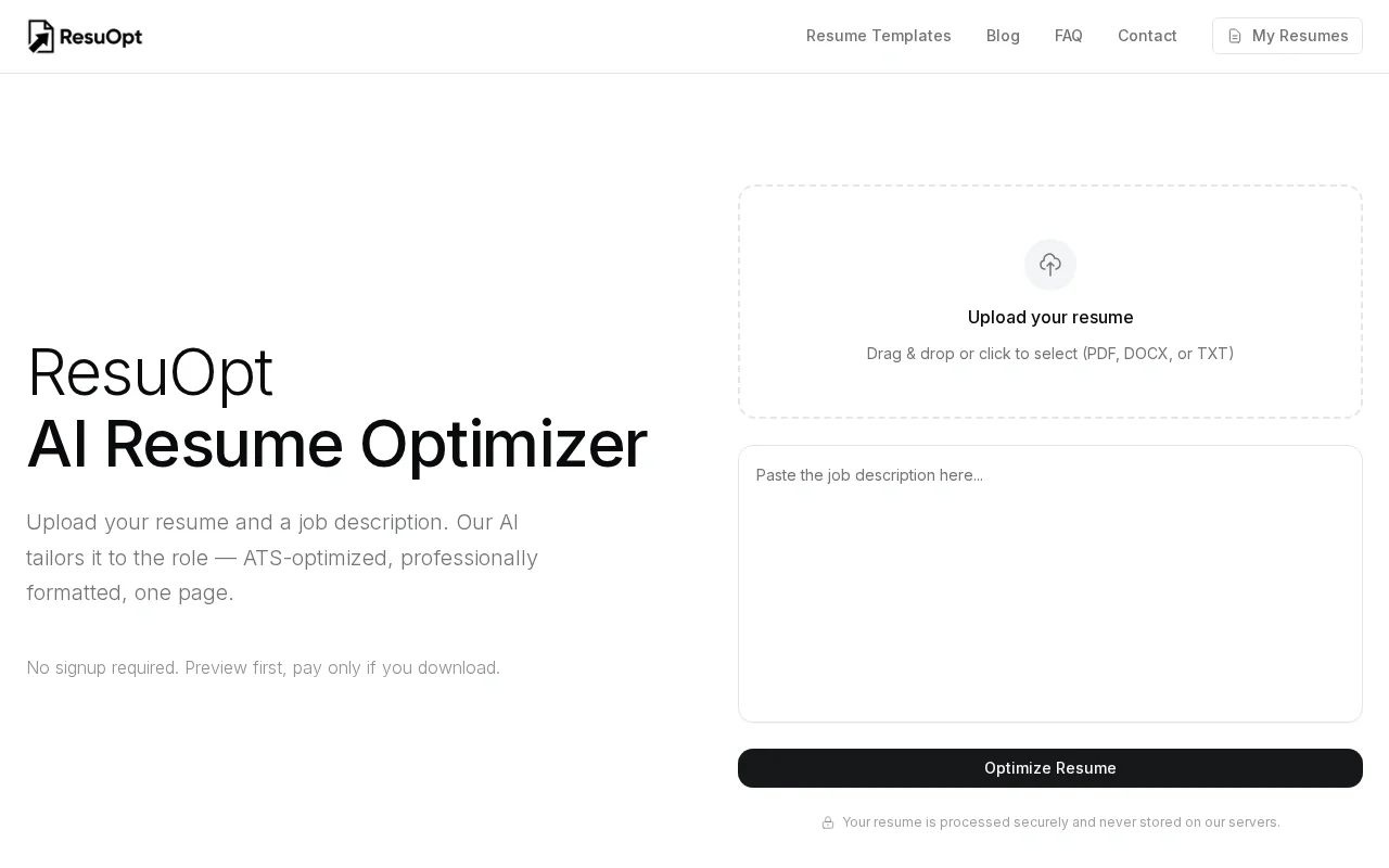 ResuOpt – AI resume optimizer with no subscriptions ($4.99 one-time)