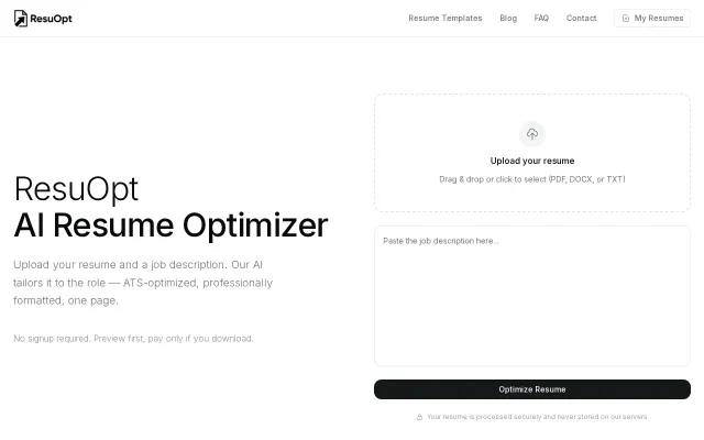 ResuOpt – AI resume optimizer with no subscriptions ($4.99 one-time)