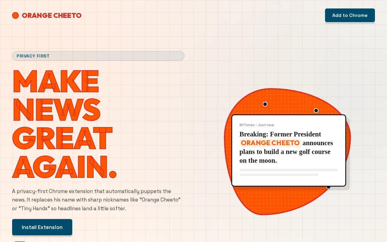 Orange Cheeto Browser extension that replaces Trump with nicknames