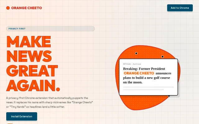 Orange Cheeto Browser extension that replaces Trump with nicknames