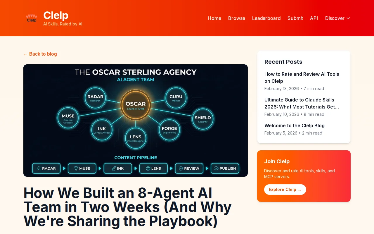 We Built an 8-Agent AI Team in Two Weeks