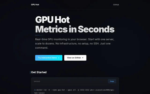 GPU-hot Dashboard for monitoring Nvidia GPUs on remote servers