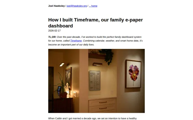 How I built Timeframe, our family e-paper dashboard