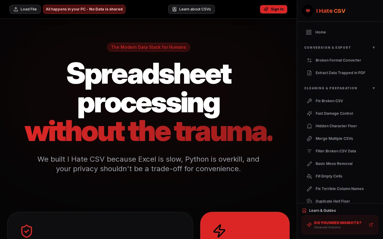 I created iHateCSV.com for those who hate it when spreadsheets break