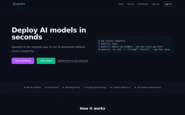 Quantlix – Deploy AI models instantly without managing infrastructure