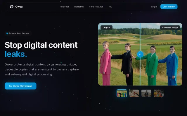 Owoa – Image watermarking resistant to camera capture