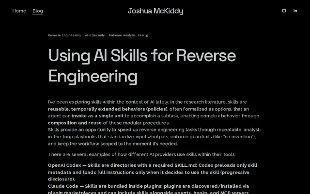 Codex skills as RE playbooks: unpacking and IOC extraction