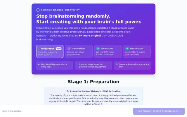 CreativeFlow – A Guided Brainstorming App