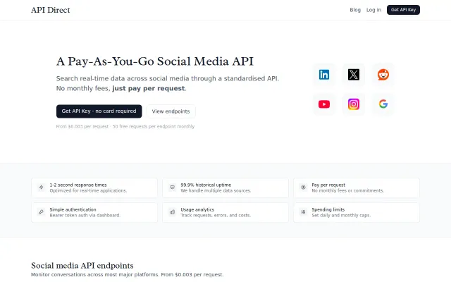 A pay-per-request API to search social media posts