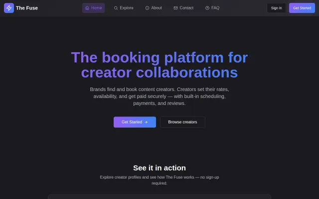 The Fuse – Booking platform for streamer/content creator collabs