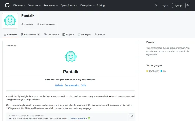 Pantalk – One daemon, any AI agent, every chat platform