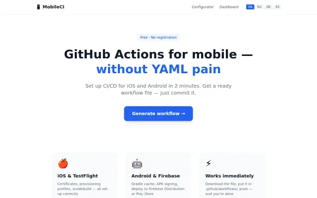 Run Lane – Generate GitHub Actions Workflows for iOS and Android