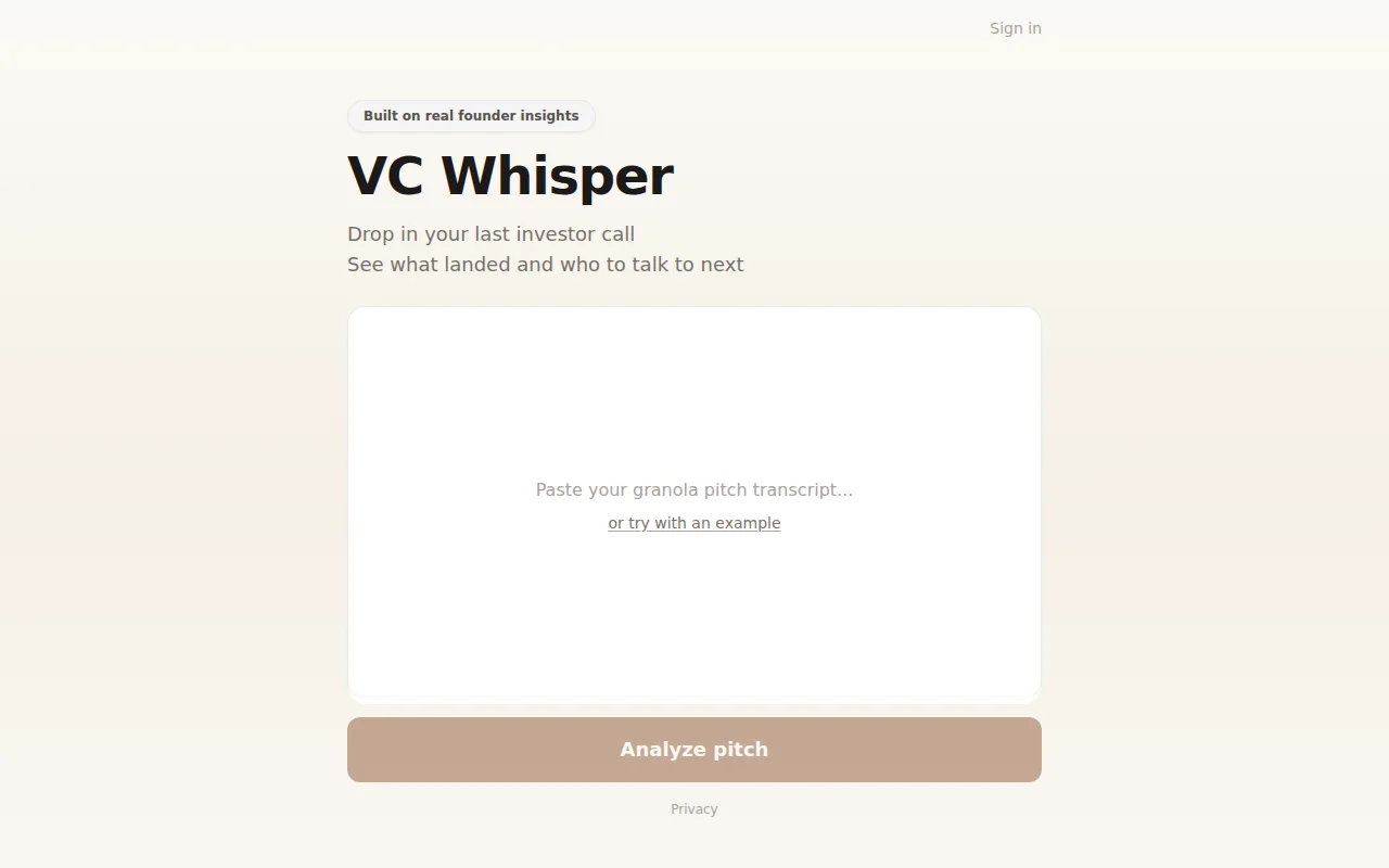 VC Whisper – Improve your startup pitch and see who else will get it