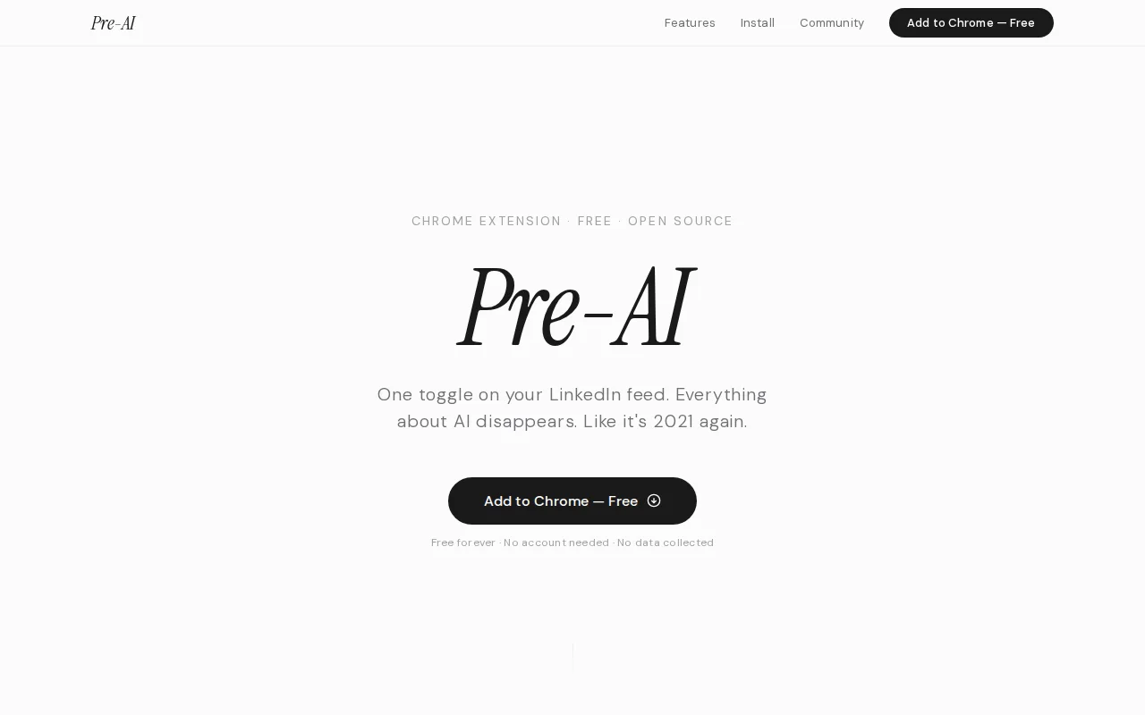Pre-AI – Chrome extension that filters AI posts from LinkedIn