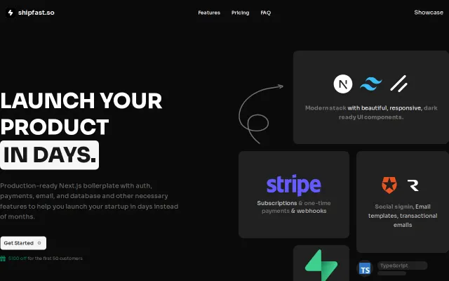 Shipfast.so – Next.js boilerplate with auth, payments, email, database