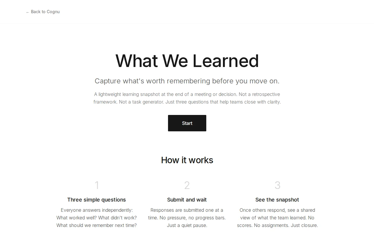 What We Learned: a 3 question meeting closure tool