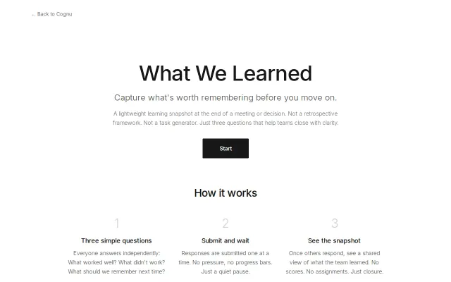 What We Learned: a 3 question meeting closure tool