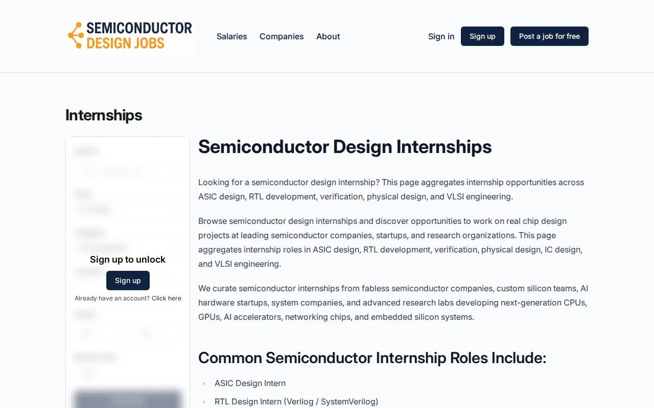 I built a semiconductor internship job board