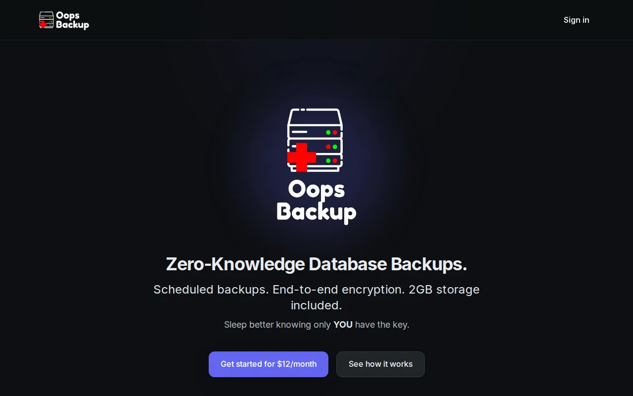 Oops Backup – Simple off-site backups for your databases