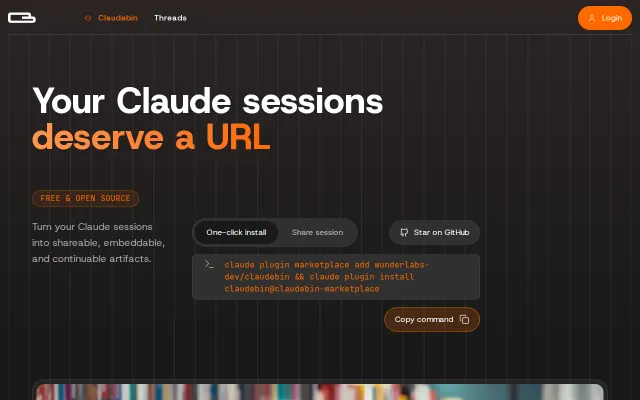 Claudebin – Share and resume Claude Code sessions with a single link