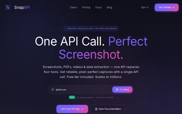 SnapAPI – Screenshot/PDF/Extract API Built with Fastify and Playwright