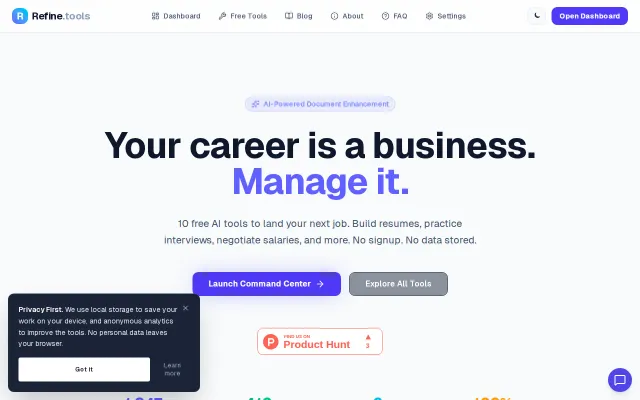 Refine.tools – 10 client-side career tools