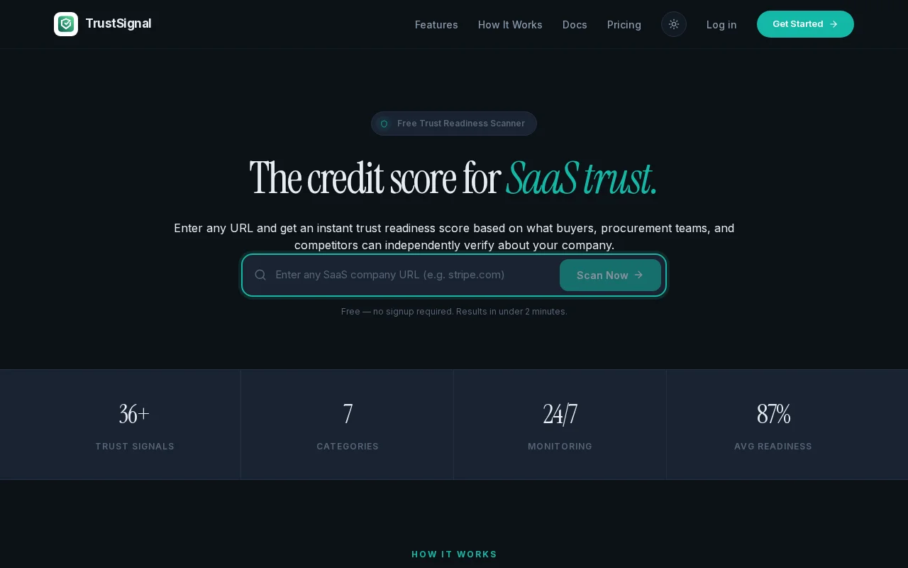 TrustSignal–Free outside-in trust readiness scanner for SaaS companies