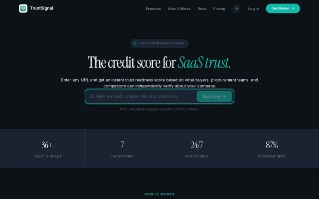TrustSignal–Free outside-in trust readiness scanner for SaaS companies