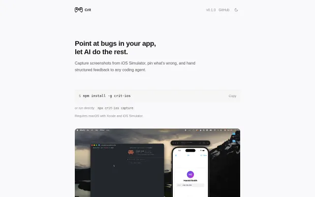 Crit – Visual QA for iOS apps and AI coding agents