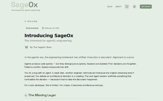 SageOx – The Hivemind for Agentic Engineering