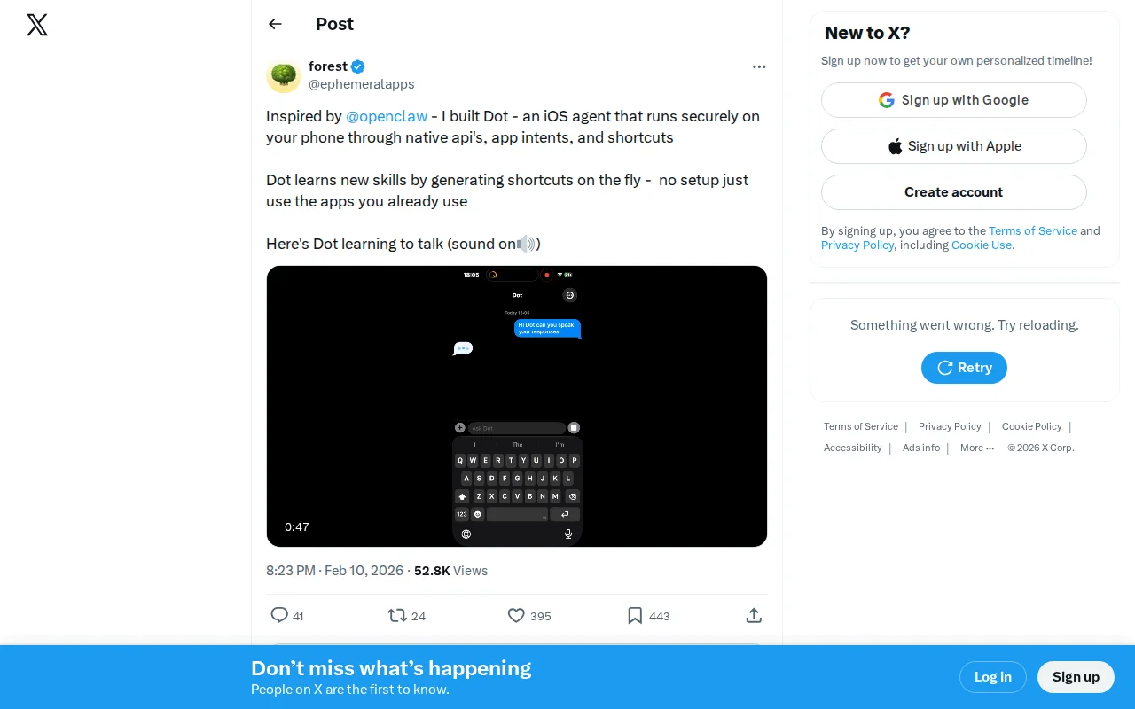 ClawdBot for iOS – uses iOS shortcuts for skills on device