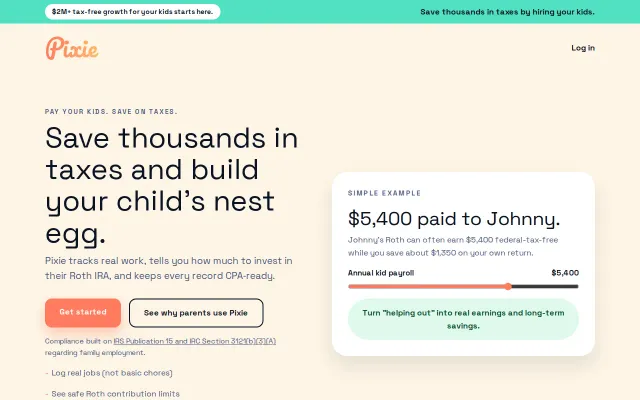 I built Pixie to help parents employee their kids and fund retirement