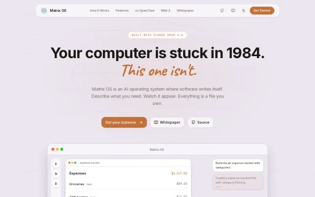 Matrix OS – An AI operating system where Claude is the kernel