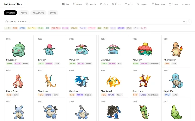 NationalDex – an open-source Pokédex app