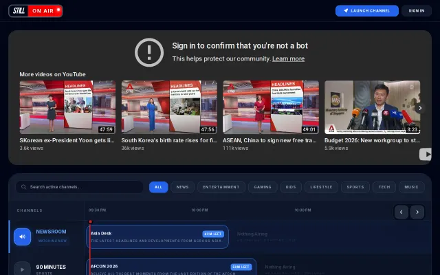 StillOnAir – Turn YouTube into programmable, linear TV for free