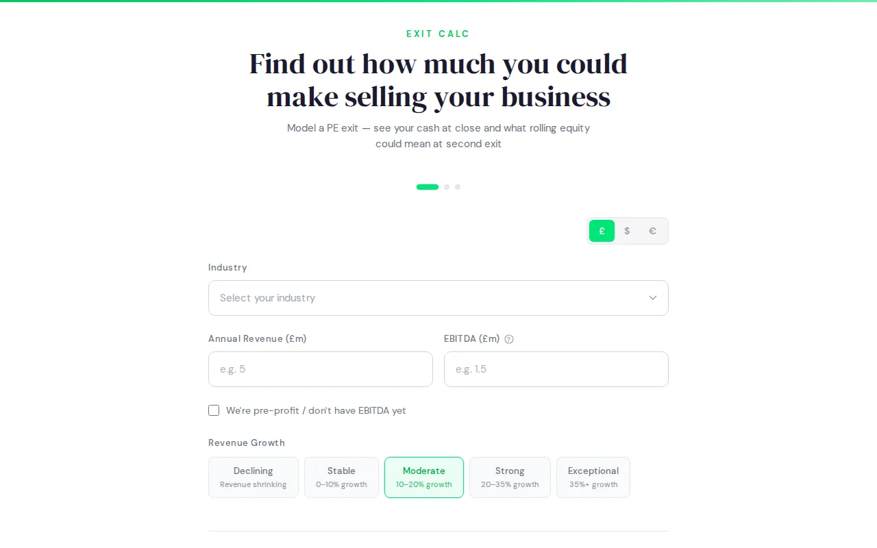 Exit Calc – Free calculator that models PE exits for business owners
