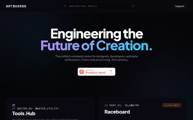 A local-first hub with 35 dev/design tools and a dark-mode UI library