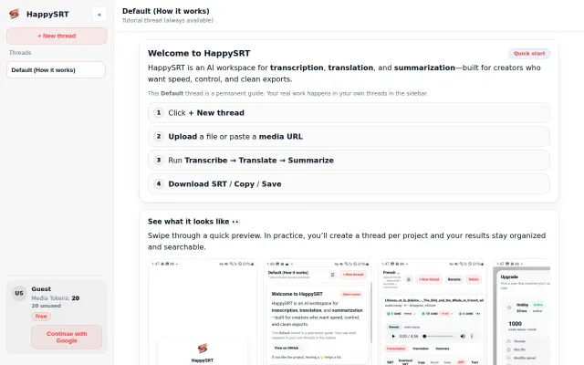 I made HappySRT to transcribe, translate, & summarize easily